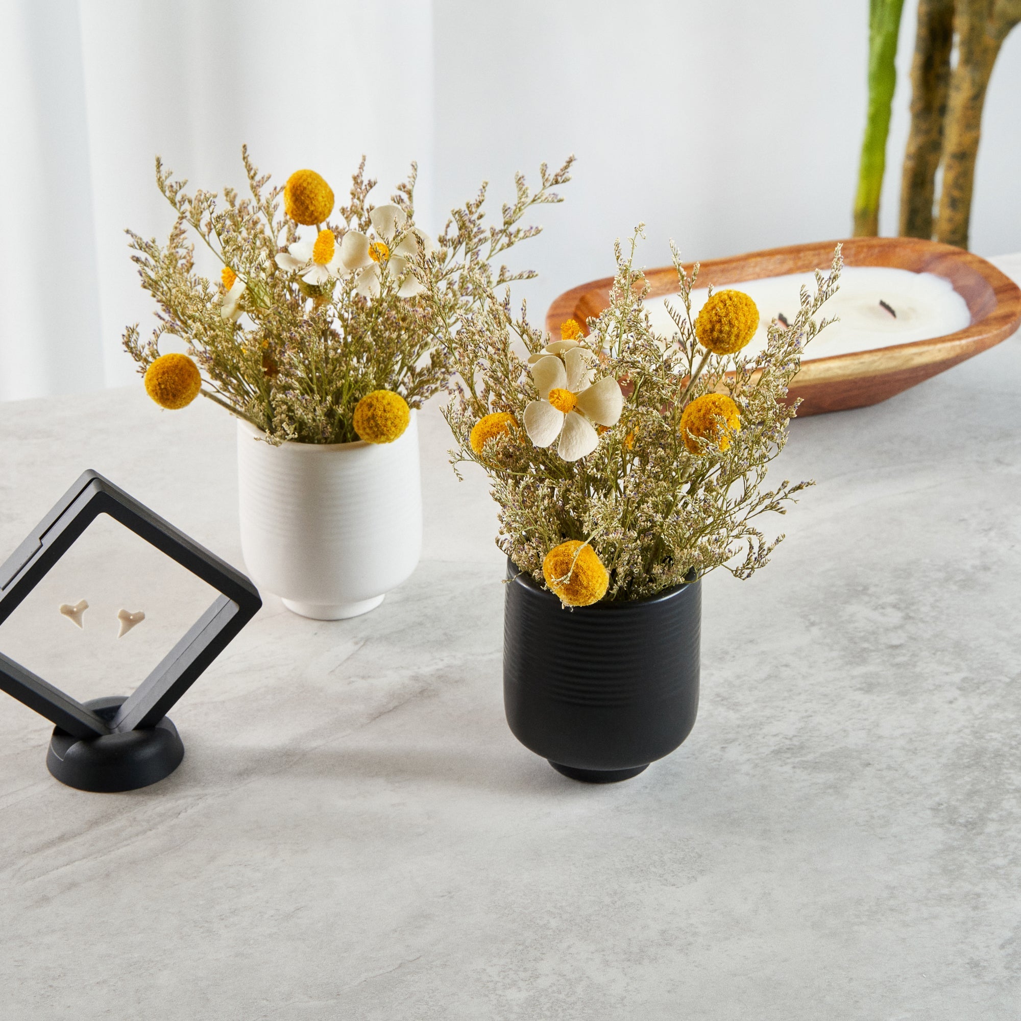 Table Art Black Ceramic Tea Cup Vase - 3'' x 3'' x 3 1/2'' - 1 count box