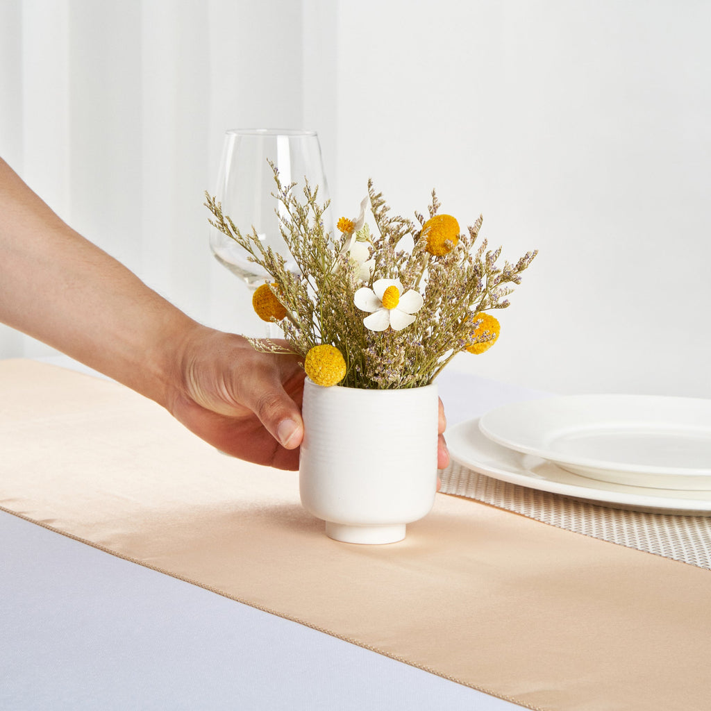 Table Art White Ceramic Tea Cup Vase - 3'' x 3'' x 3 1/2'' - 1 count box