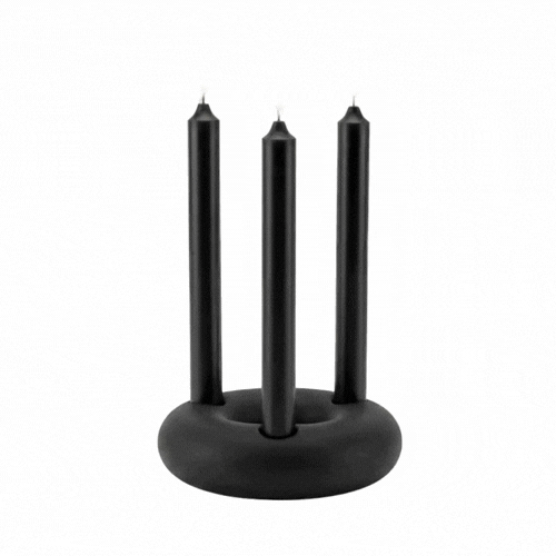 Table Art Black Ceramic Ring Vase - 6'' x 6'' x 1 3/4'' - 1 count box