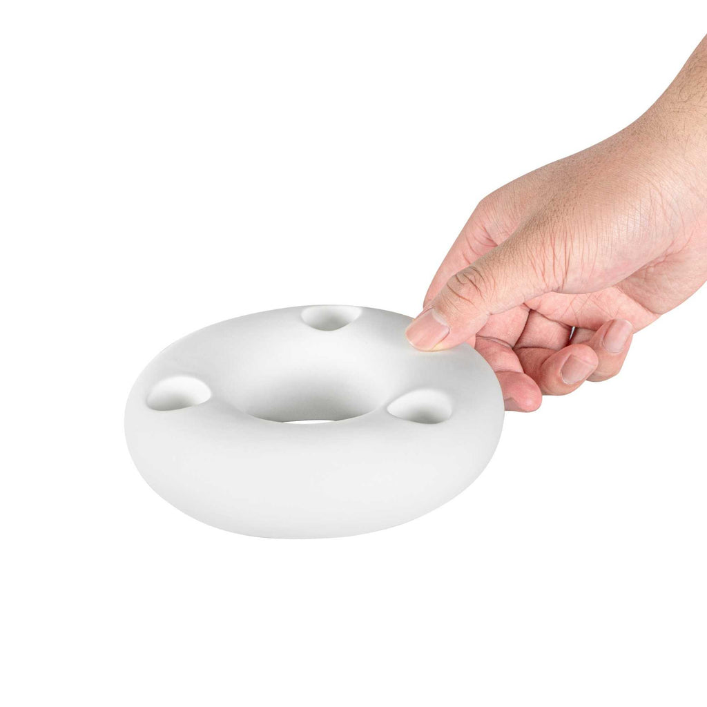 Table Art White Ceramic Ring Vase - 6'' x 6'' x 1 3/4'' - 1 count box