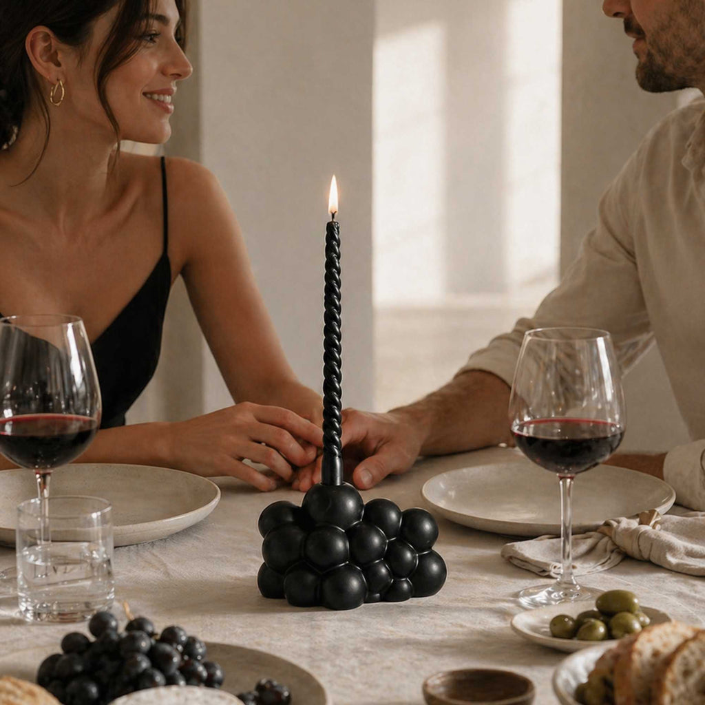 Table Art Black Ceramic Bubble Vase - 6 1/2'' x 4'' x 4'' - 1 count box