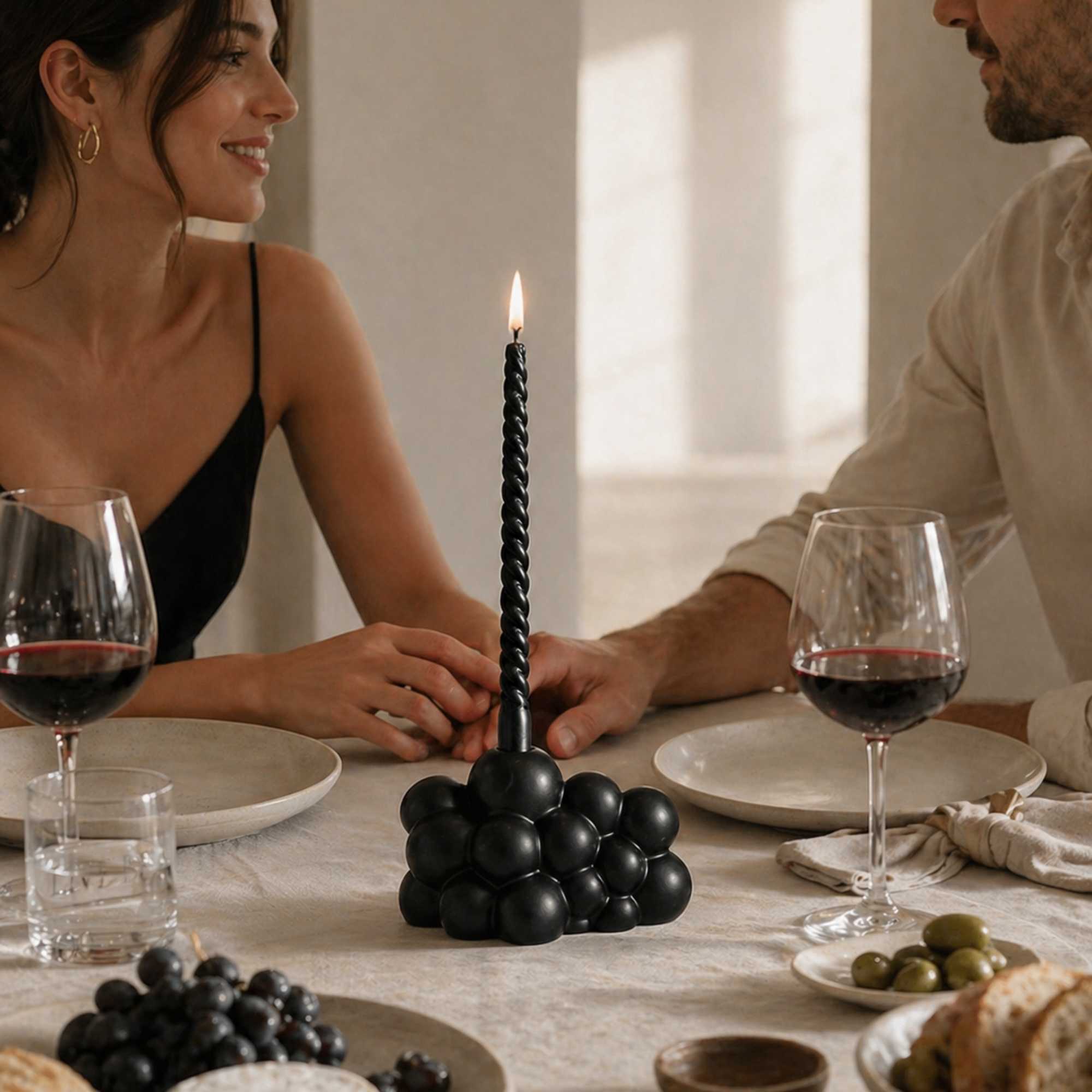Table Art Black Ceramic Bubble Vase - 6 1/2'' x 4'' x 4'' - 1 count box