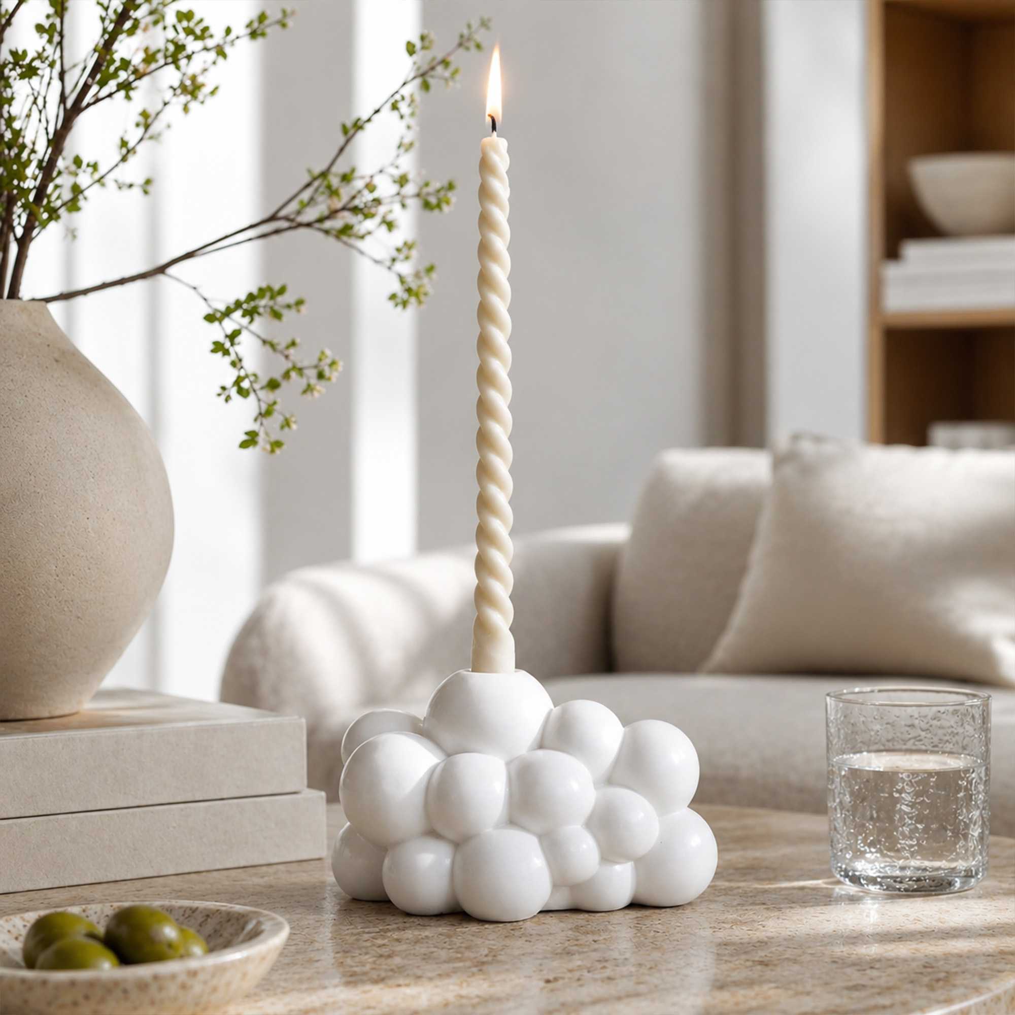 Table Art White Ceramic Bubble Vase - 6 1/2'' x 4'' x 4'' - 1 count box