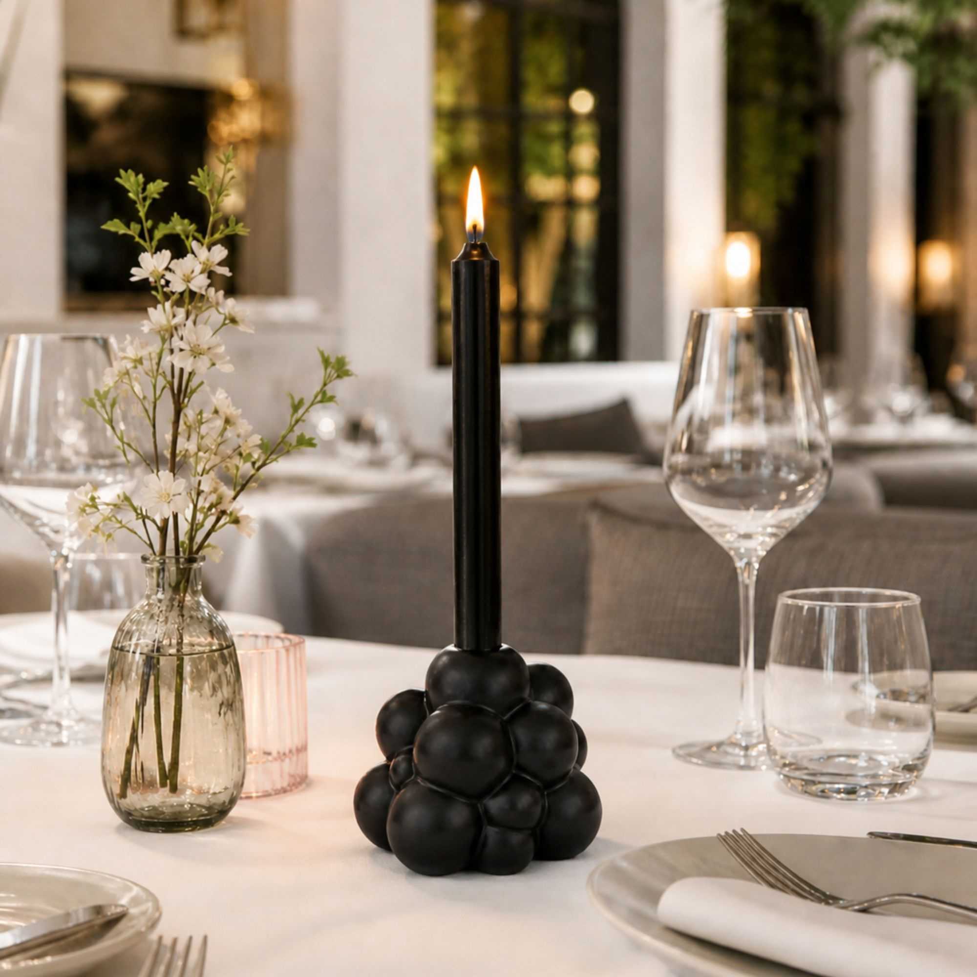 Table Art Black Ceramic Bubble Vase - 5'' x 5'' x 4 1/4'' - 1 count box