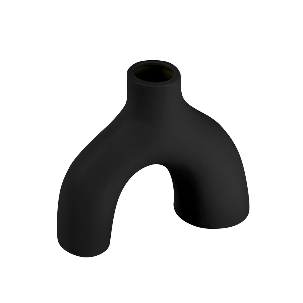 Table Art Black Ceramic Soft Arch Vase - 9'' x 3 1/4'' x 8'' - 1 count box