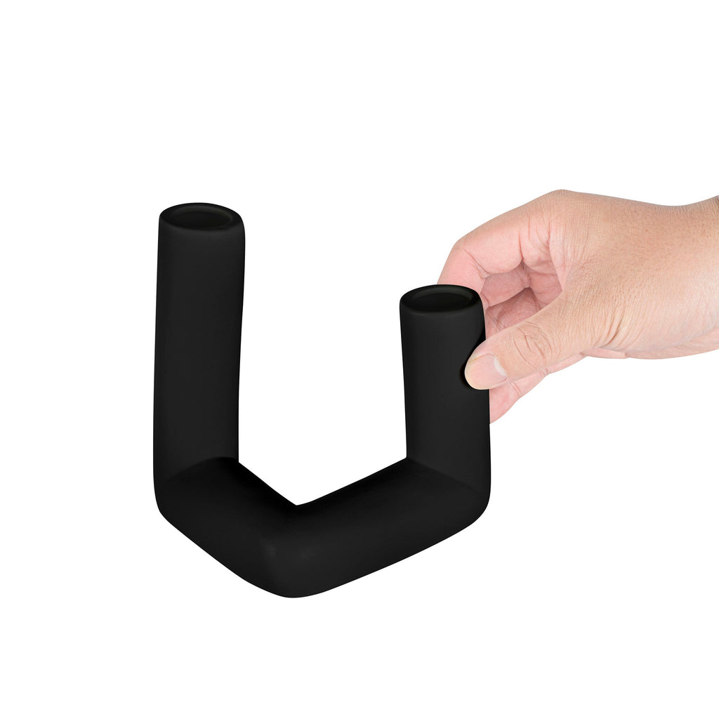 Table Art Rectangle Black Ceramic Abstract Vase - 6 1/4'' x 5'' x 6'' - 1 count box