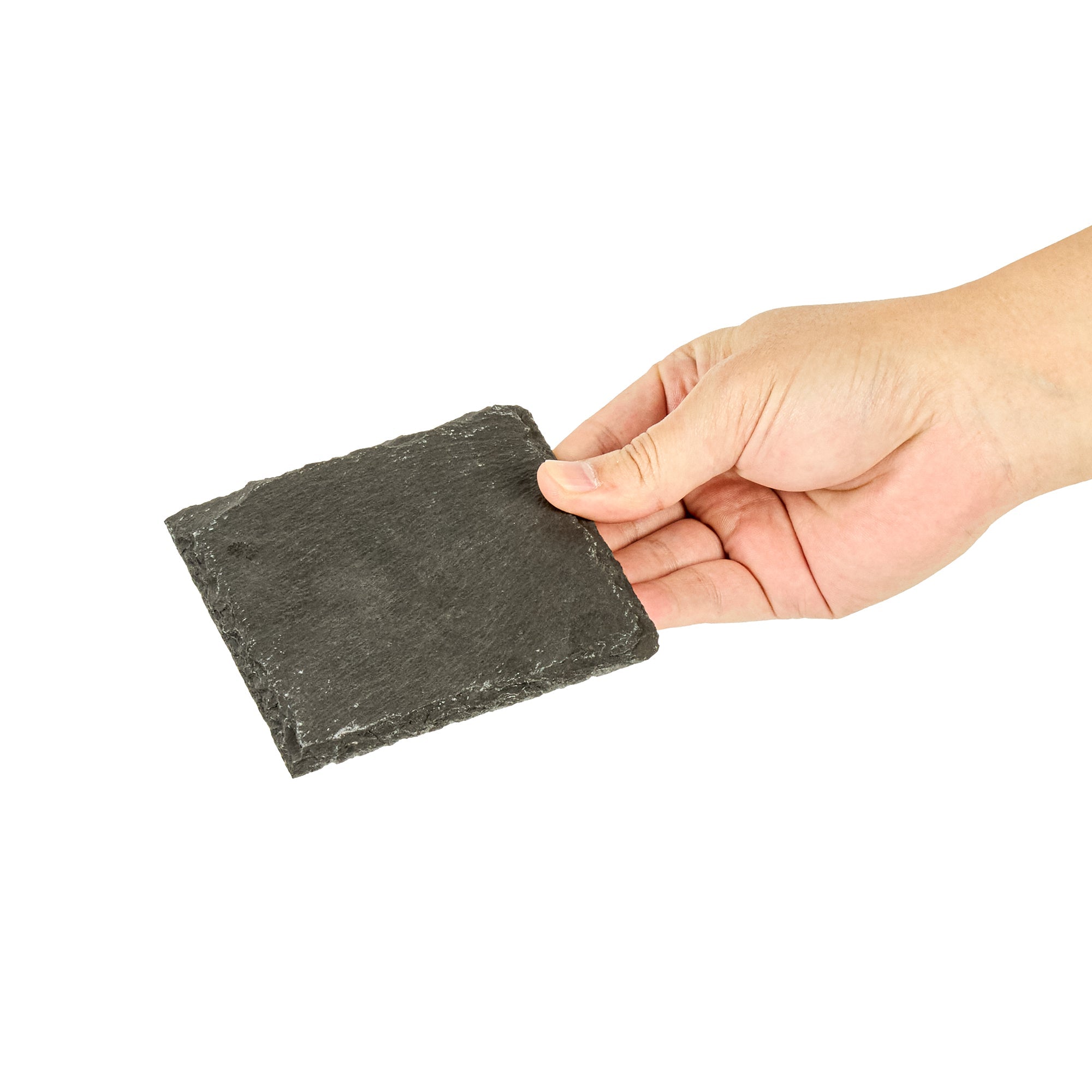 Stone Tek Square Black Slate Appetizer / Tasting Plate - 4" x 4" - 10 count box