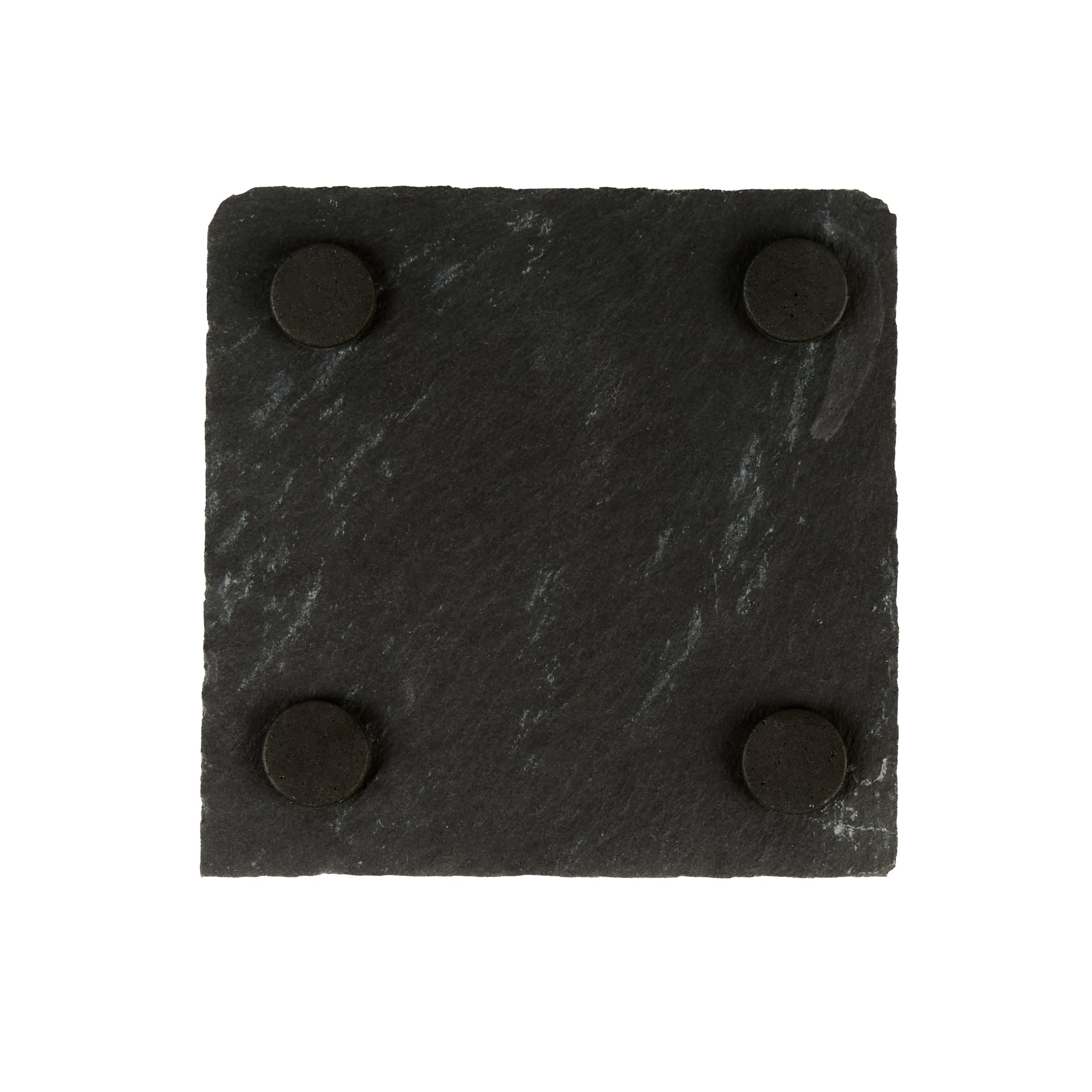 Stone Tek Square Black Slate Appetizer / Tasting Plate - 4" x 4" - 10 count box