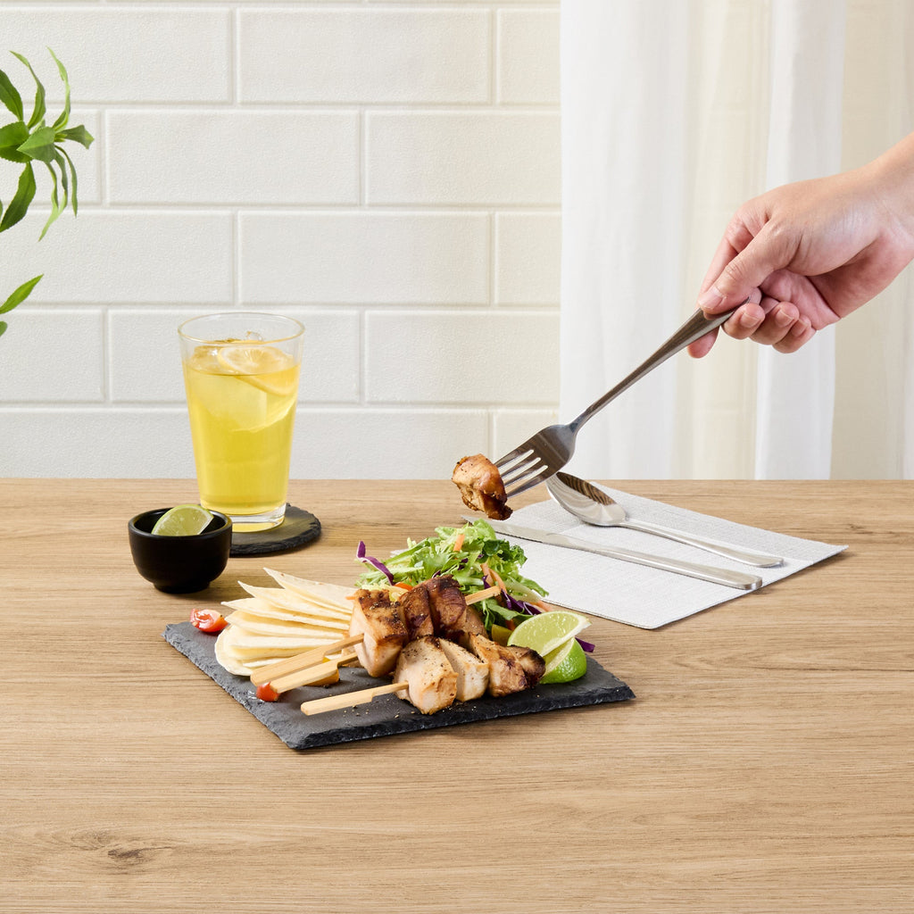 Stone Tek Square Black Slate Serving Plate - 8" x 8" - 10 count box