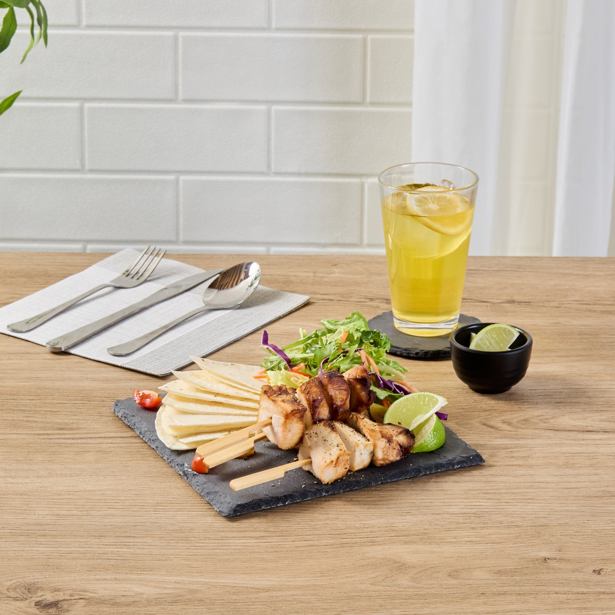 Stone Tek Square Black Slate Serving Plate - 8" x 8" - 10 count box