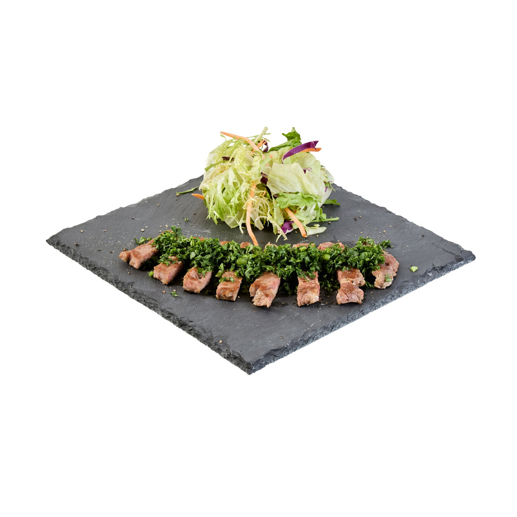 Stone Tek Square Black Slate Serving Plate - 10" x 10" - 4 count box