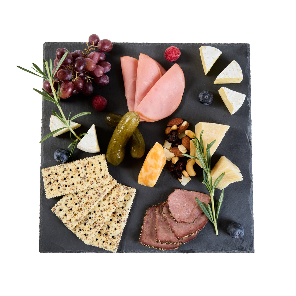 Stone Tek Square Black Slate Serving Tray - 12" x 12" - 4 count box