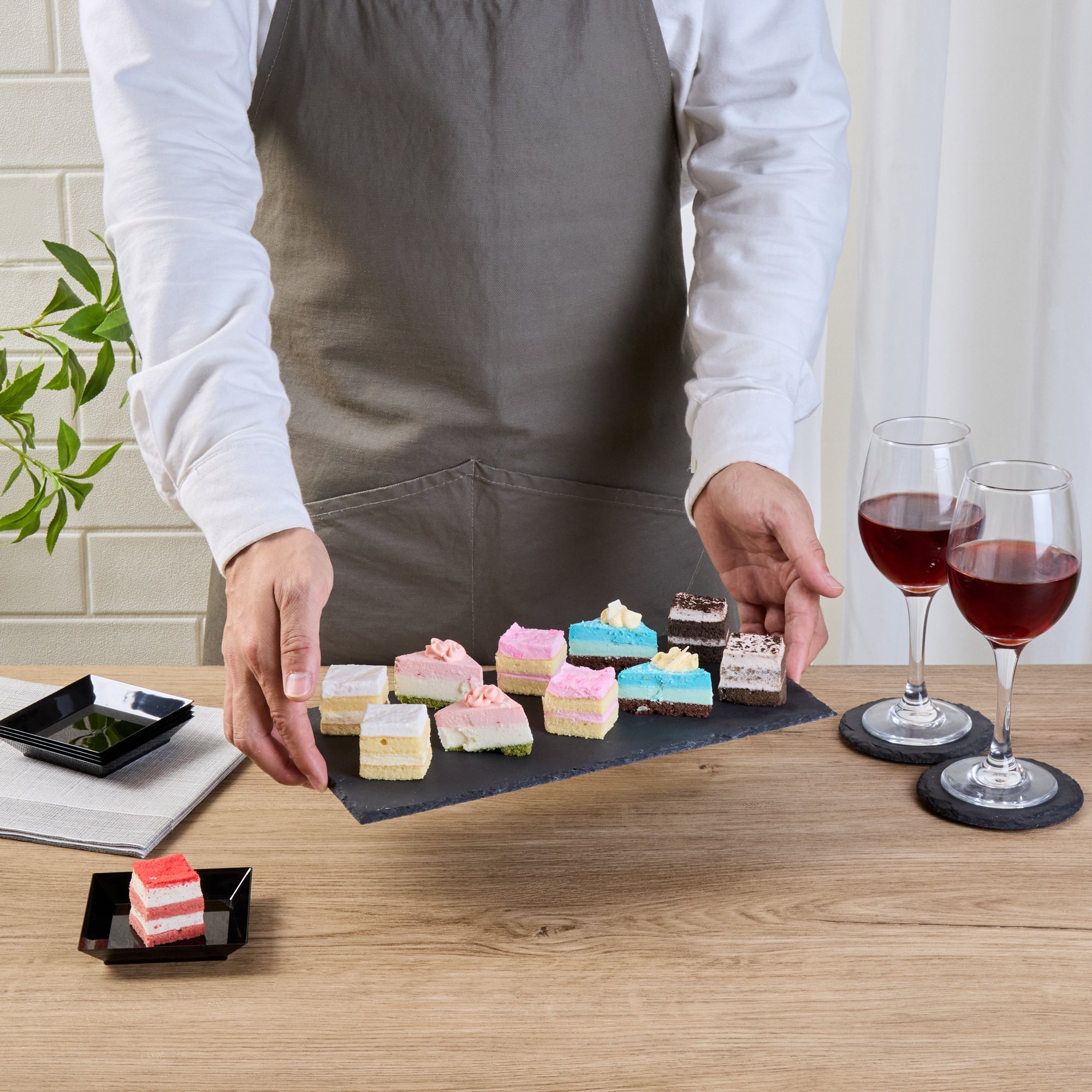 Stone Tek Rectangle Black Slate Serving Tray - 11 3/4" x 6" - 1 count box