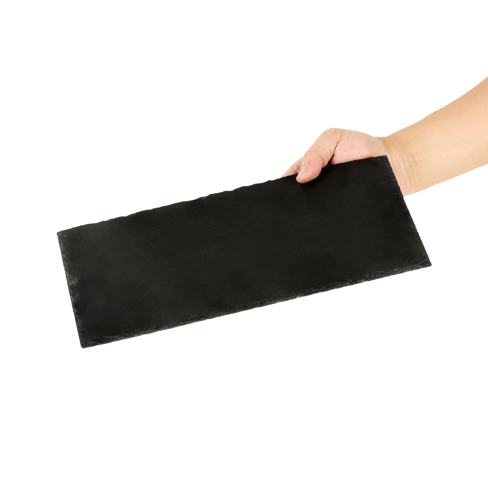 Stone Tek Rectangle Black Slate Serving Tray - 11 3/4" x 6" - 4 count box