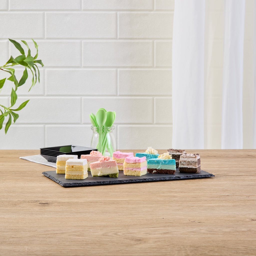 Stone Tek Rectangle Black Slate Serving Tray - 11 3/4" x 6" - 4 count box