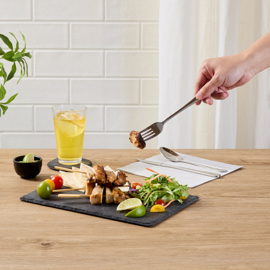 Stone Tek Rectangle Black Slate Serving Tray - 11 3/4" x 7 3/4" - 4 count box
