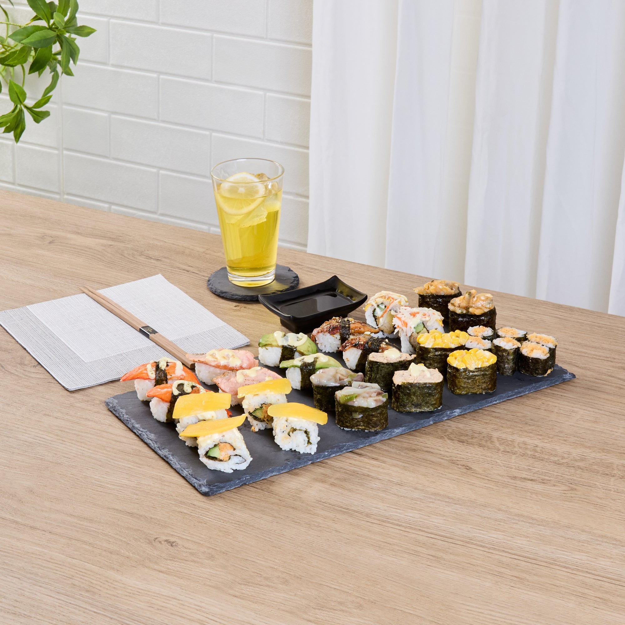 Stone Tek Rectangle Black Slate Serving Tray - 15 3/4" x 7 3/4" - 4 count box