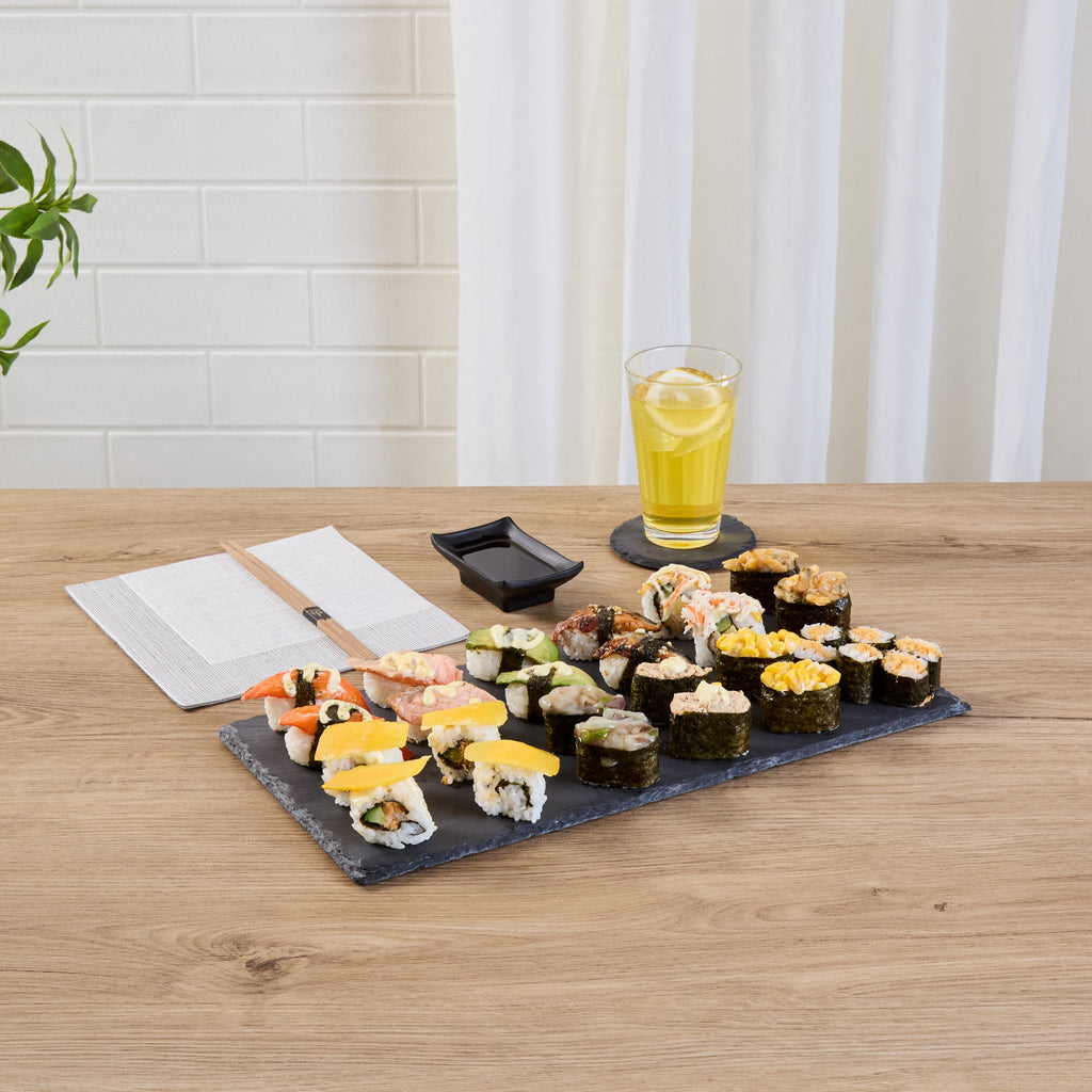 Stone Tek Rectangle Black Slate Serving Tray - 15 3/4" x 7 3/4" - 4 count box