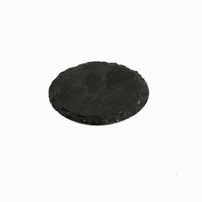 Stone Tek Round Black Slate Appetizer / Tasting Plate - 4" x 4" - 10 count box