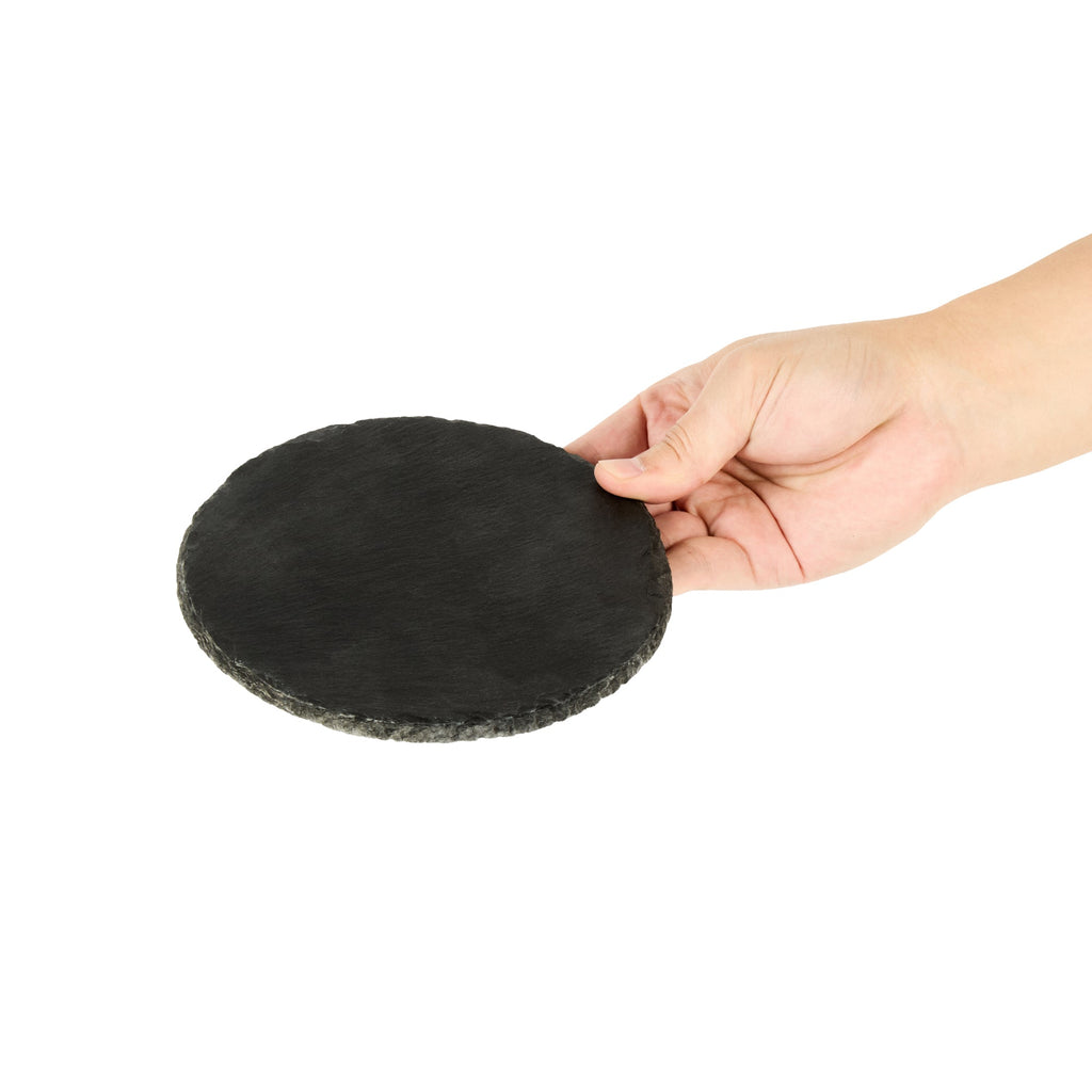 Stone Tek Round Black Slate Serving Plate - 6" x 6" - 10 count box