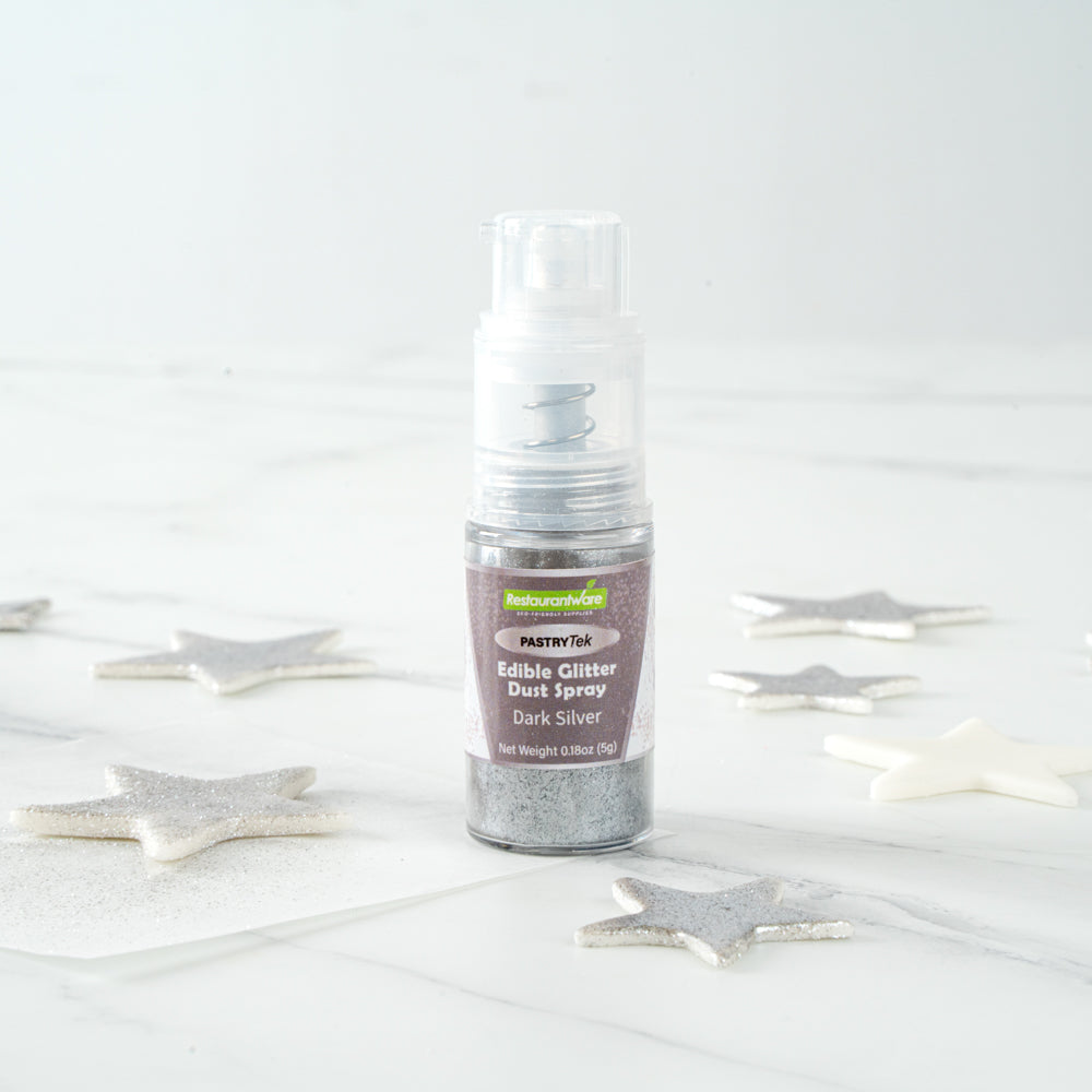 Pastry Tek 5g Dark Silver Edible Glitter Dust Spray - 1 count box