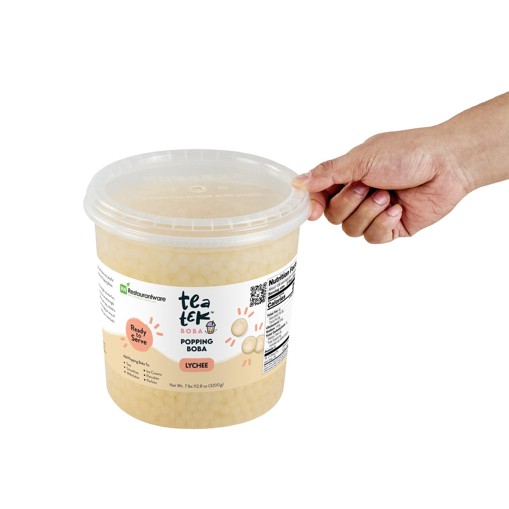 Tea Tek 7 lb Lychee Popping Boba - 4 count box