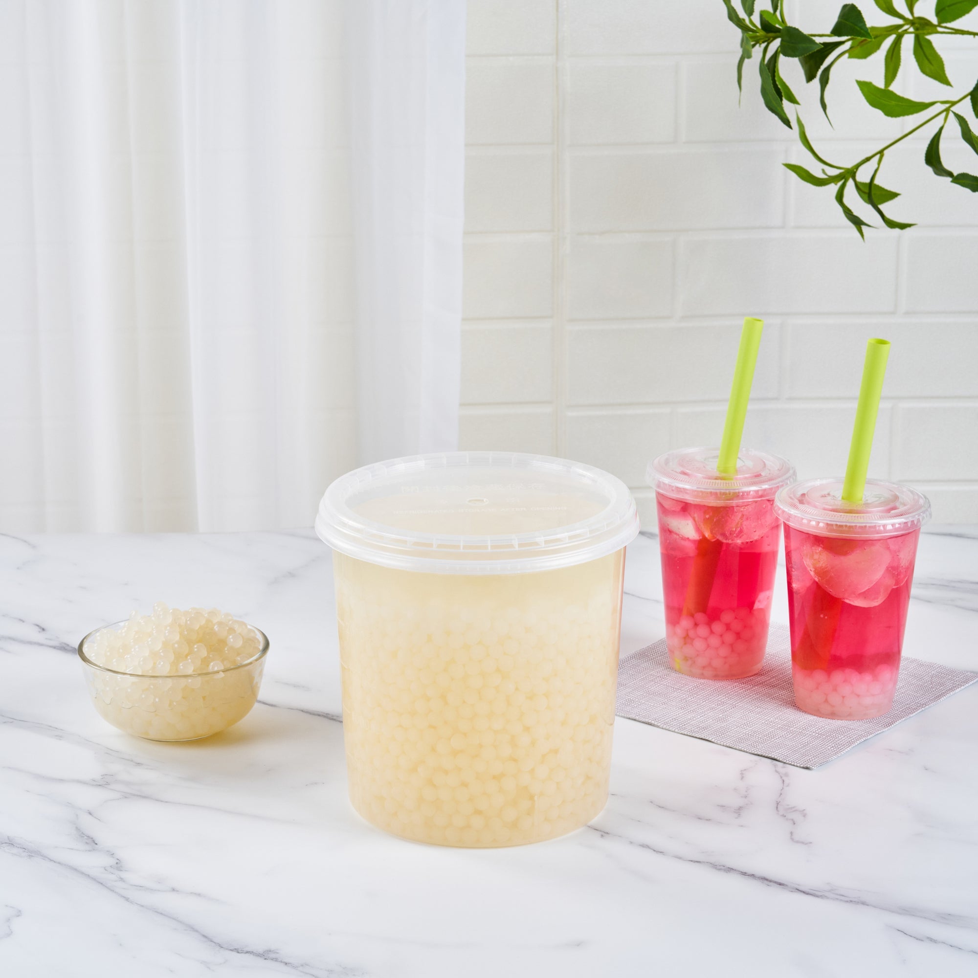 Tea Tek 7 lb Lychee Popping Boba - 4 count box