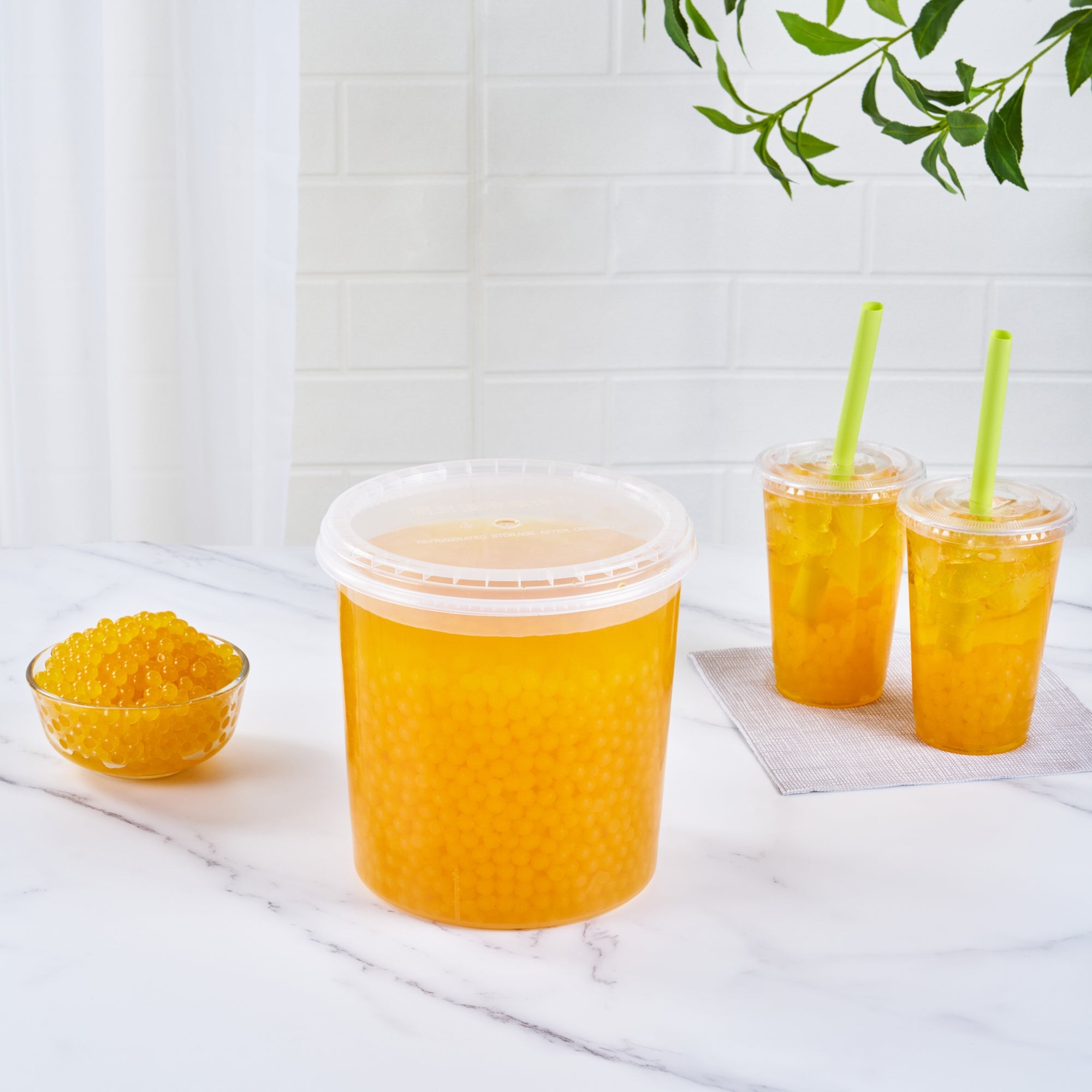 Tea Tek 7 lb Mango Popping Boba - 4 count box