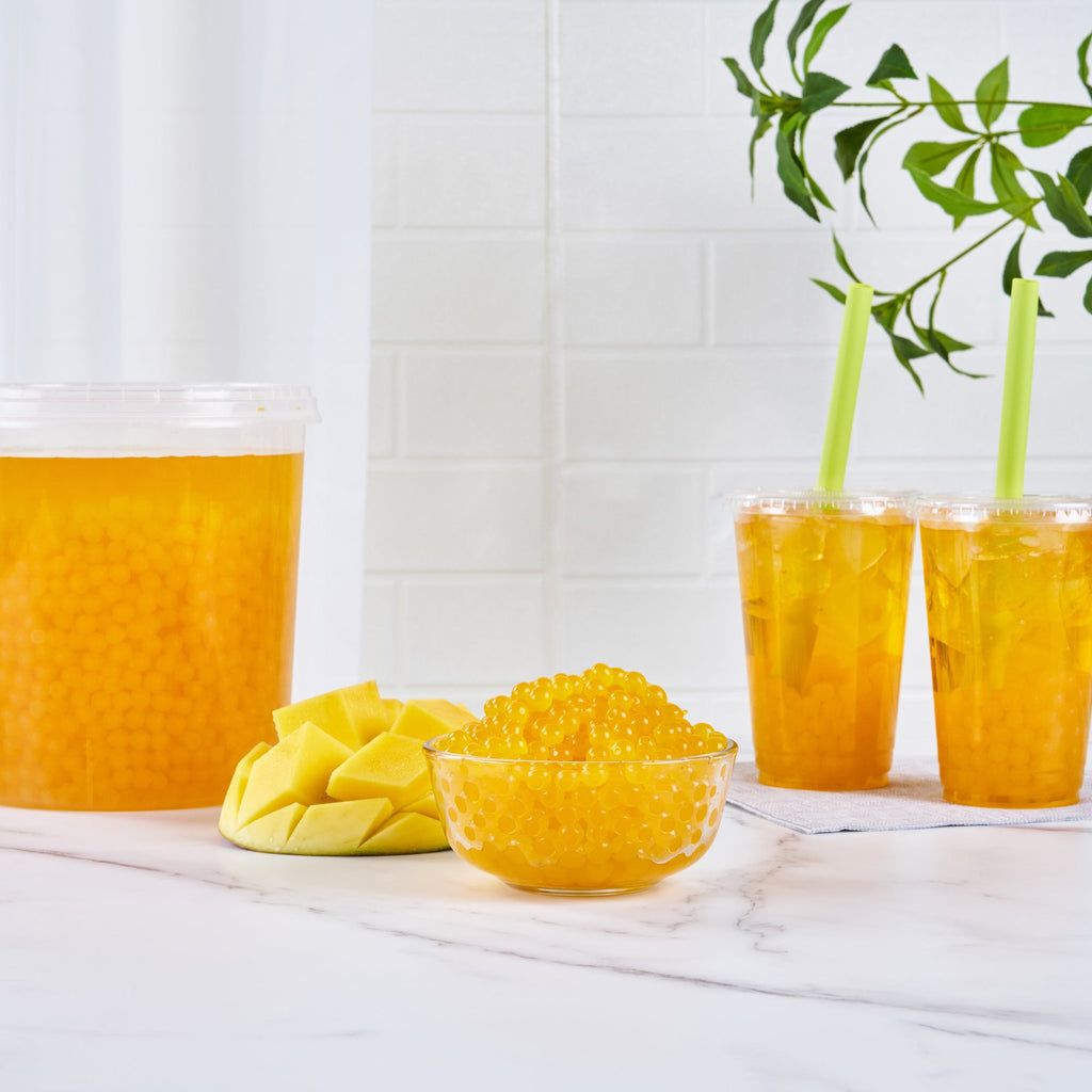 Tea Tek 7 lb Mango Popping Boba - 4 count box