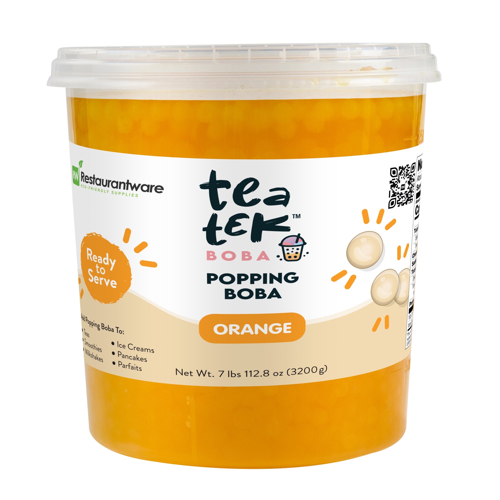 Tea Tek 7 lb Popping Boba - Orange - 1 count box