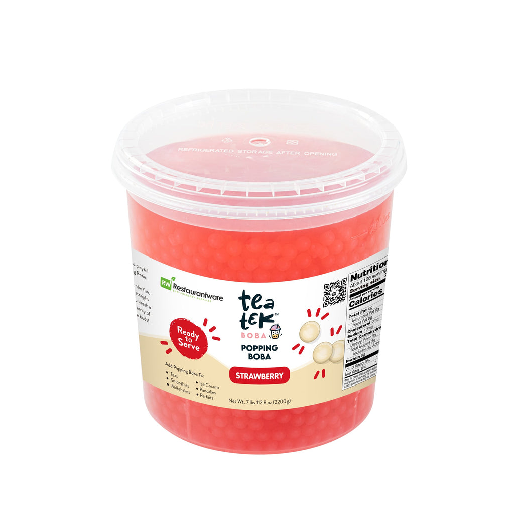 Tea Tek 7 lb Popping Boba - Strawberry - 4 count box