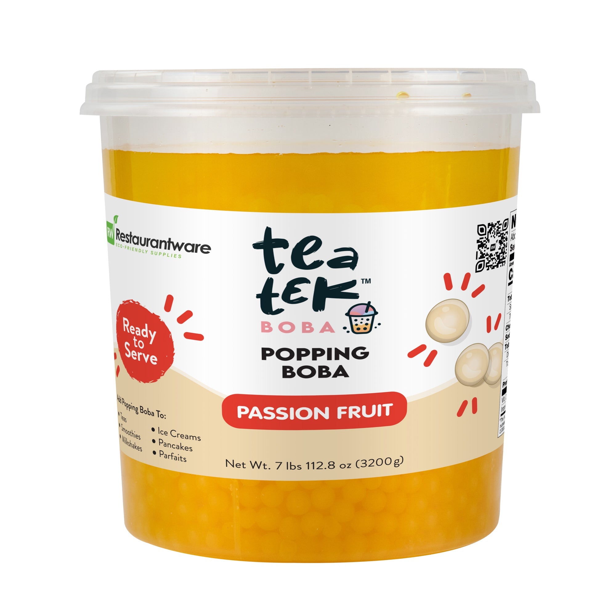 Tea Tek 7 lb Popping Boba - Passion Fruit - 1 count box