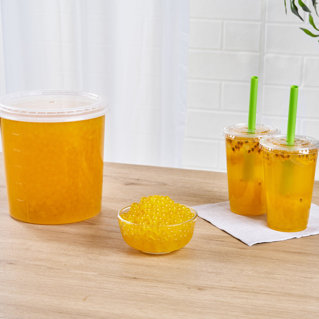 Tea Tek 7 lb Popping Boba - Passion Fruit - 4 count box