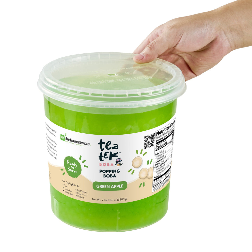 Tea Tek 7 lb Green Apple Popping Boba - 4 count box
