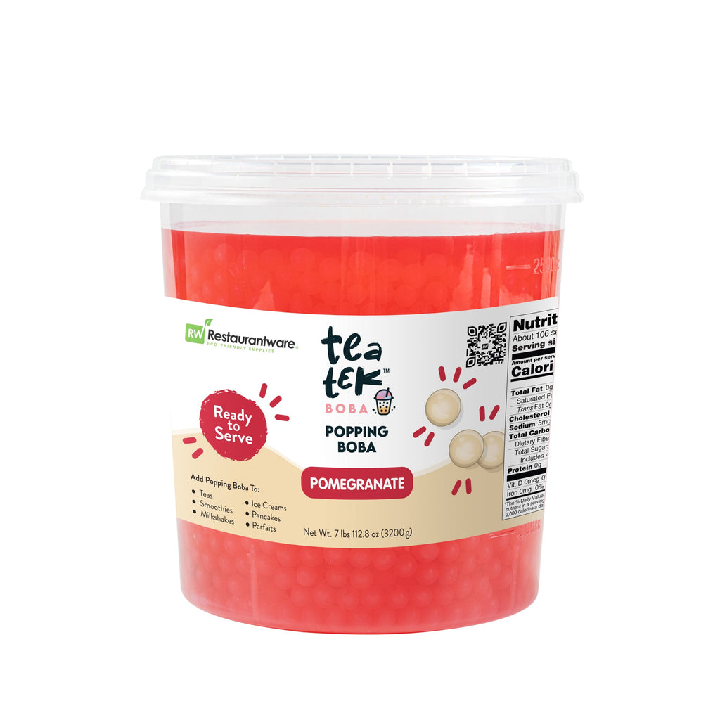 Tea Tek 7 lb Popping Boba - Pomegranate - 4 count box