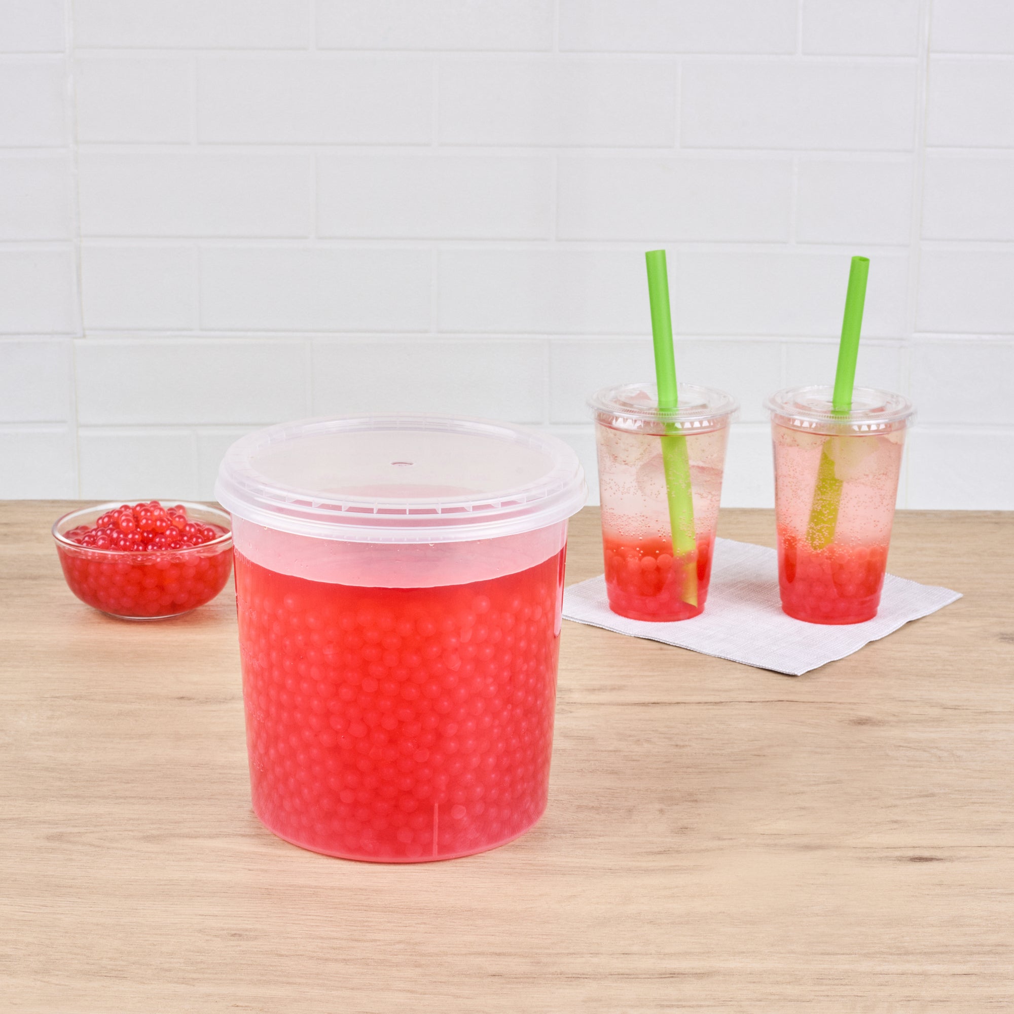 Tea Tek 7 lb Popping Boba - Pomegranate - 4 count box