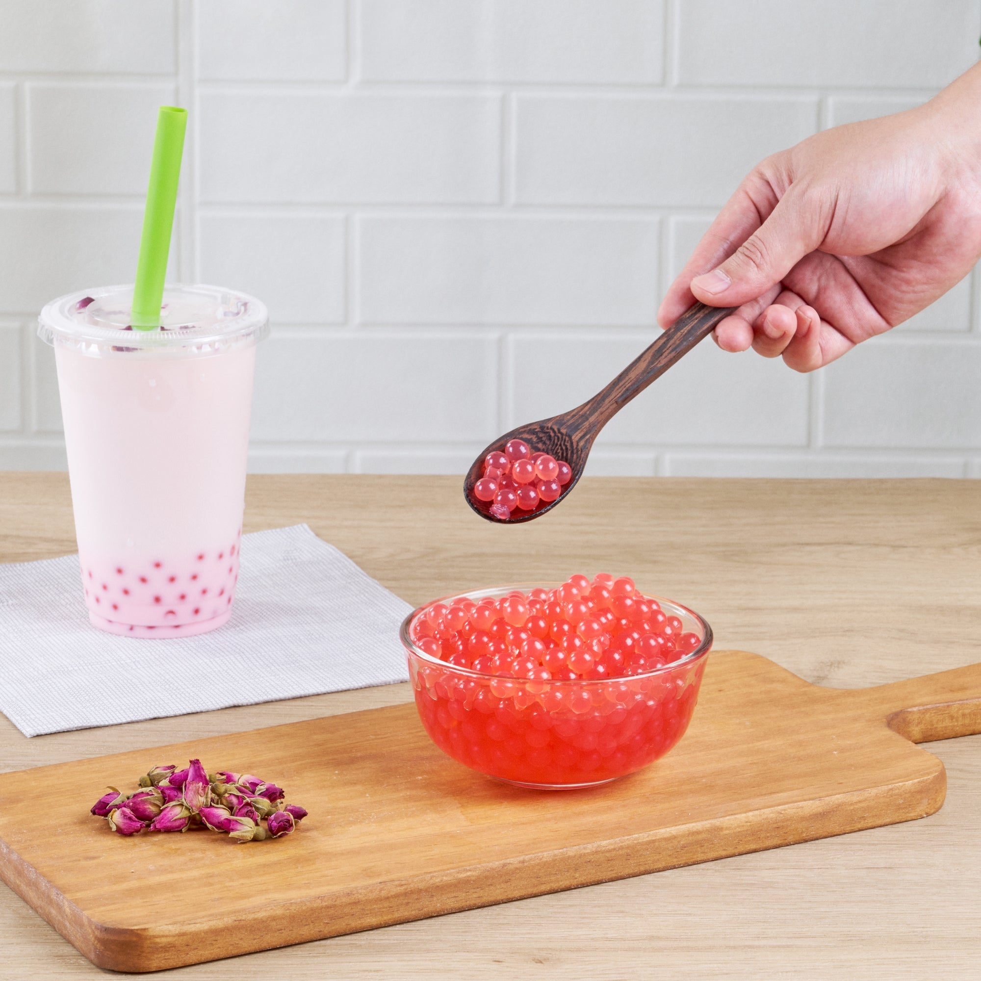Tea Tek 7 lb Popping Boba - Rose - 4 count box