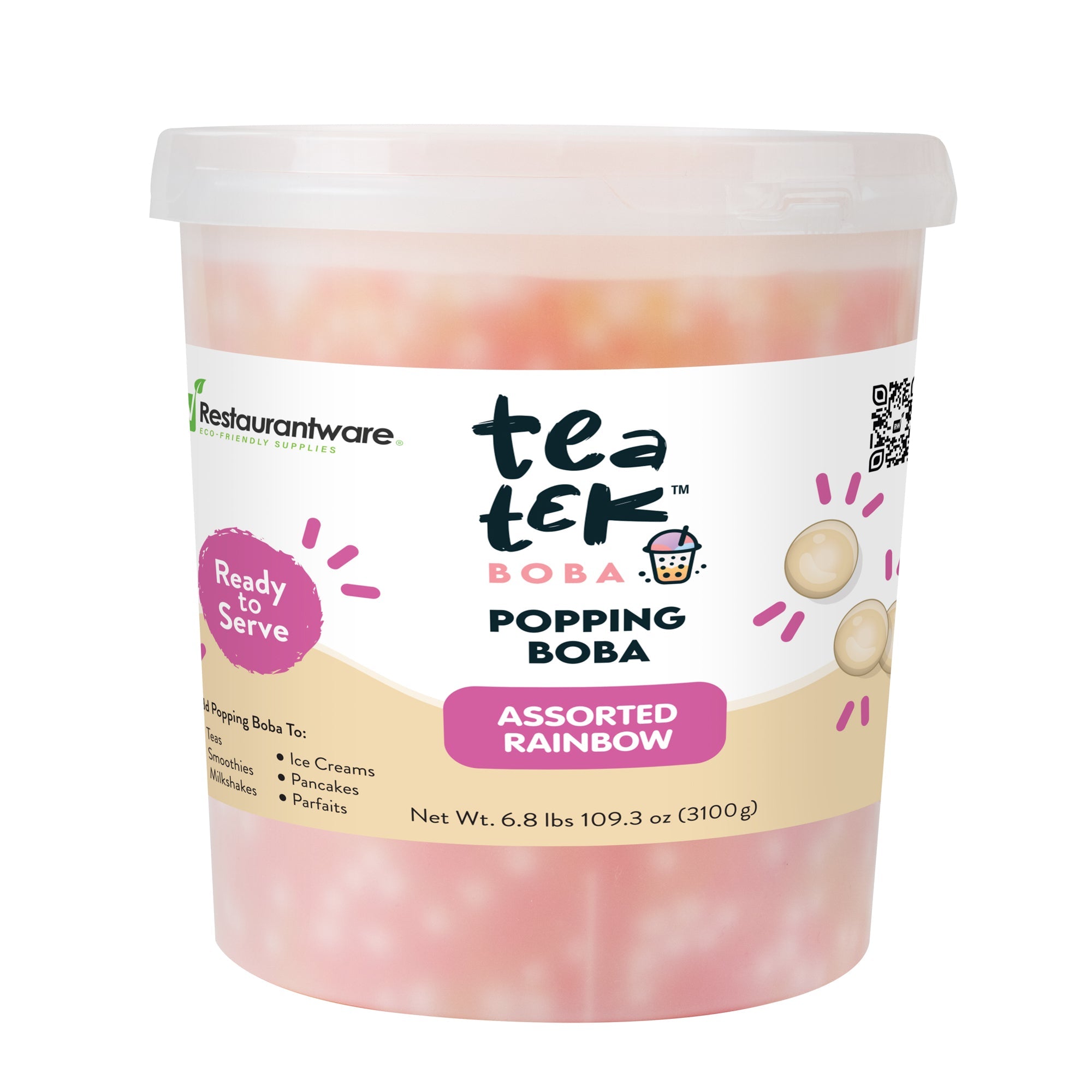 Tea Tek 6.8 lb Assorted Rainbow Popping Boba - 4 count box