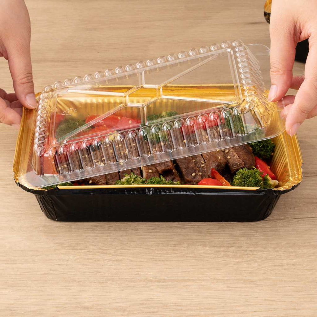 Foil Lux Rectangle Clear Plastic Lid - Fits 41 oz Container - 200 count box