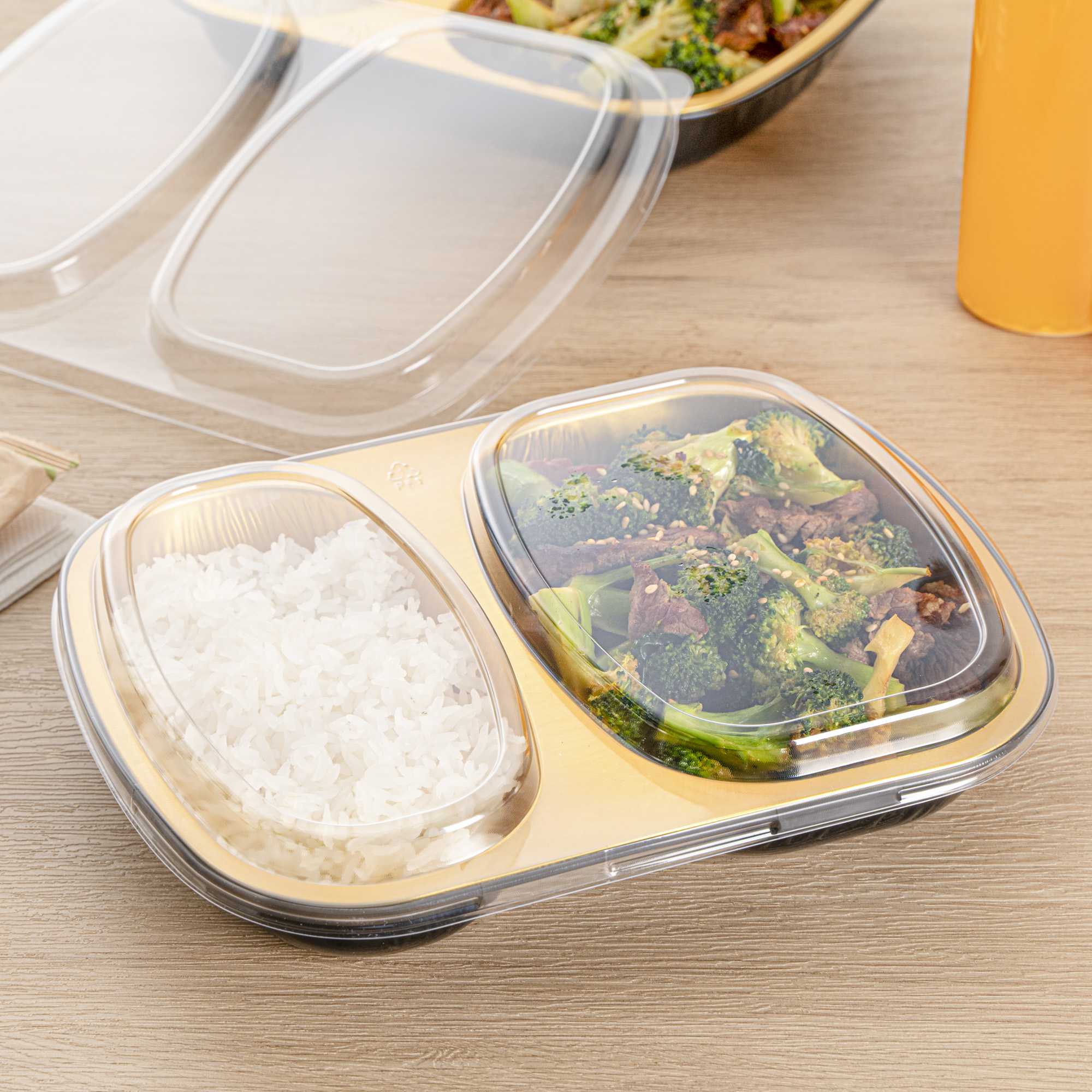 Foil Lux Clear Plastic Flat Lid - Fits 2-Compartment Foil Container - 100 count box