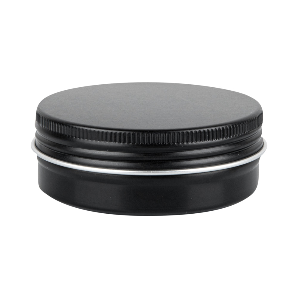 Chef 101 2 oz Round Black Tin Container - with Screw Lid - 10 count box