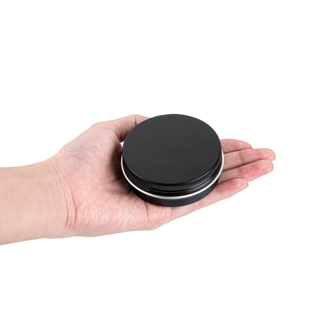 Chef 101 2 oz Round Black Tin Container - with Screw Lid - 10 count box