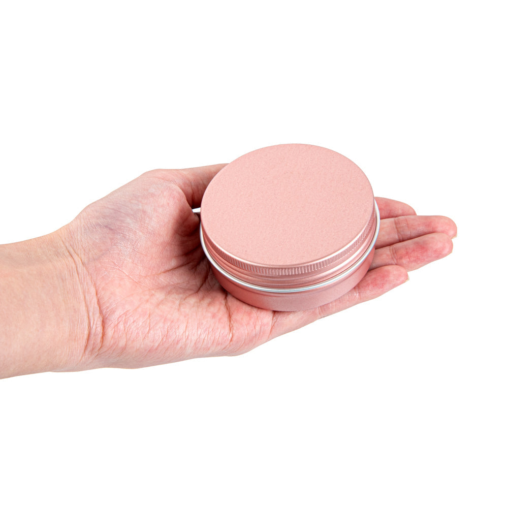 Chef 101 2 oz Round Rose Gold Tin Container - with Screw Lid - 100 count box