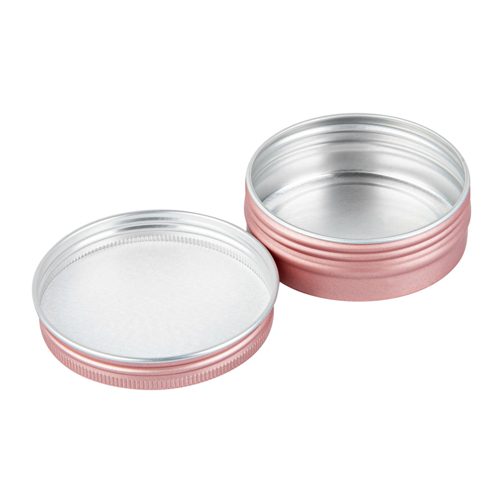 Chef 101 2 oz Round Rose Gold Tin Container - with Screw Lid - 100 count box