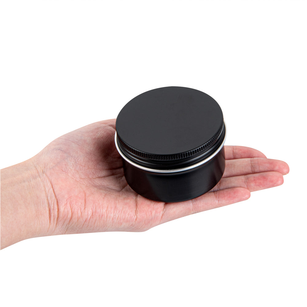 Chef 101 4 oz Round Black Tin Container - with Screw Lid - 100 count box