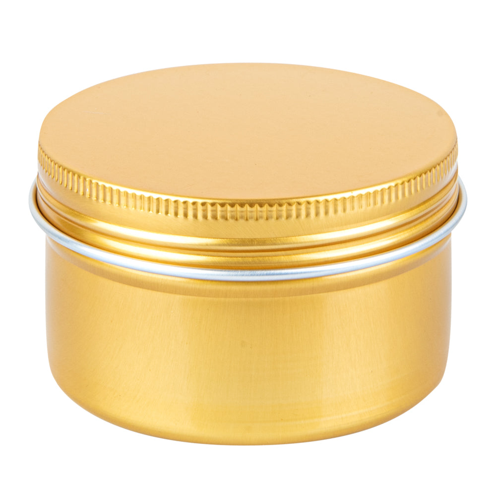 Chef 101 4 oz Round Gold Tin Container - with Screw Lid - 10 count box