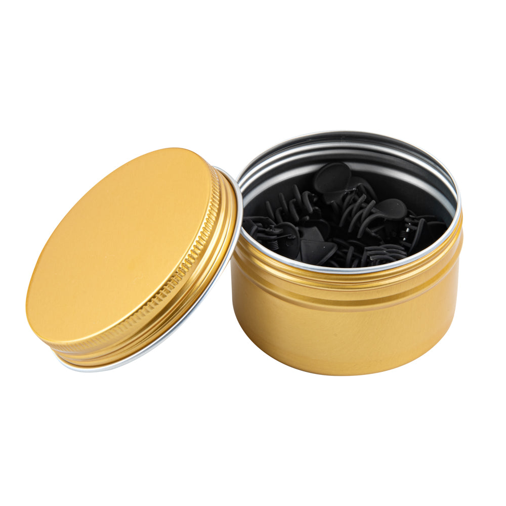 Chef 101 4 oz Round Gold Tin Container - with Screw Lid - 10 count box