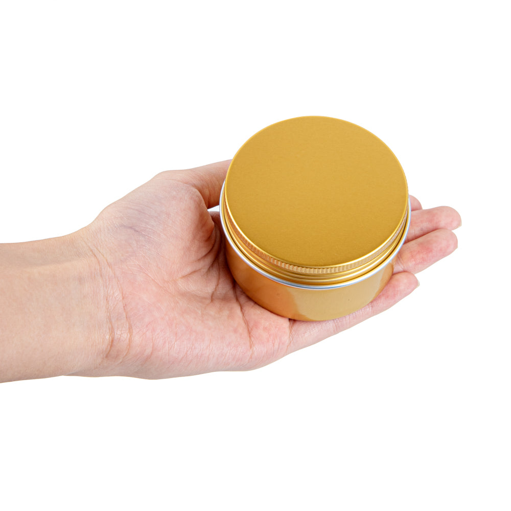 Chef 101 4 oz Round Gold Tin Container - with Screw Lid - 100 count box