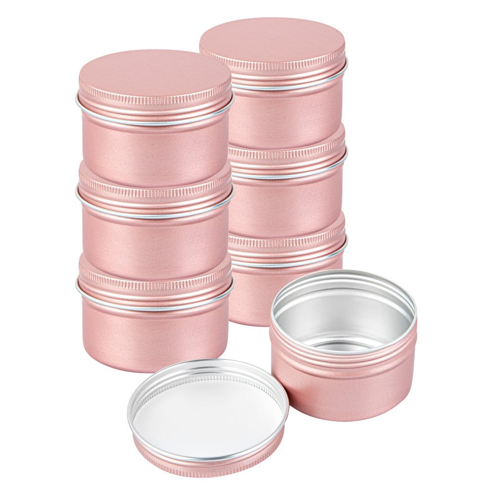 Chef 101 4 oz Round Rose Gold Tin Container - with Screw Lid - 100 count box