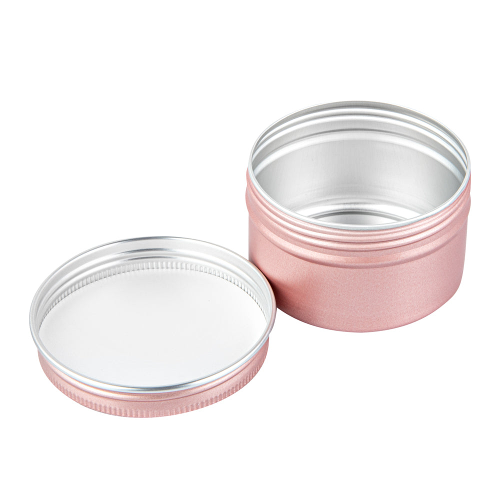 Chef 101 4 oz Round Rose Gold Tin Container - with Screw Lid - 100 count box